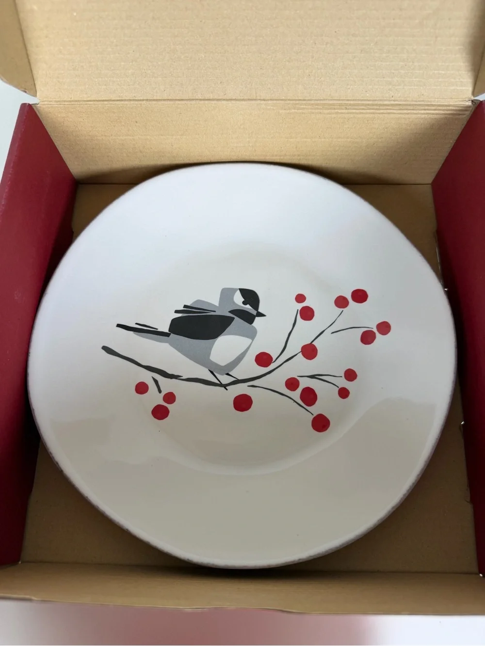 Set of 4 Crate‎ and Barrel “Marin - Winter Birds” Salad Plates 8 1/4”